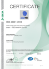 Certificate DIN EN ISO 45001:2018