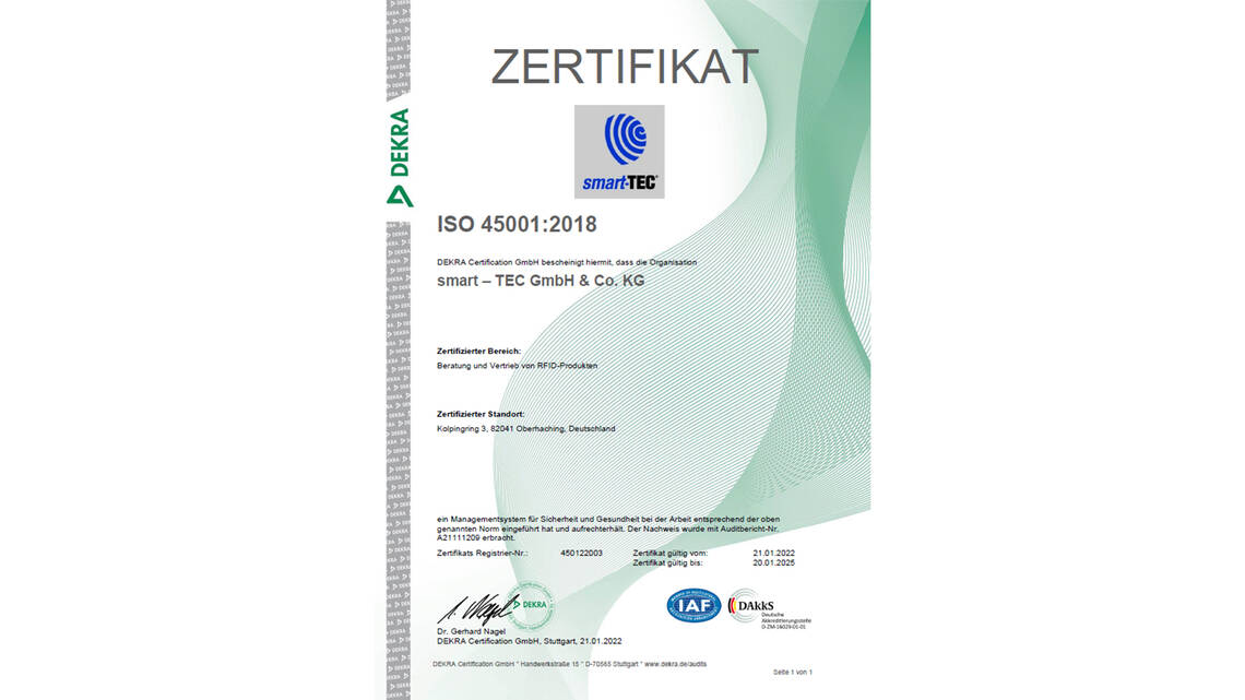 Erfolgreiche Rezertifizierung und Neuzertifizierung durch die DEKRA | © smart-TEC GmbH & Co. KG